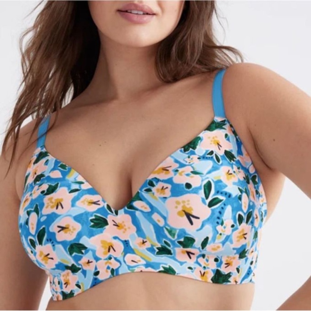 🎀NWT~KNIX Women's Contour Bra Bouquet Blue Floral SIZE 8
